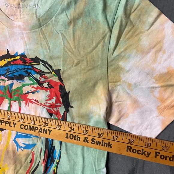 Women’s king Jesus Wrldinvsn Multi-coloured tie-dye Jesus tee #streetwear. Sz S - Picture 4 of 6